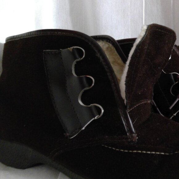 VTG Drifter Acrylic-Sherpa lined Dupont lace-up boot Chocolate Brown ankle 9 - Picture 6 of 6